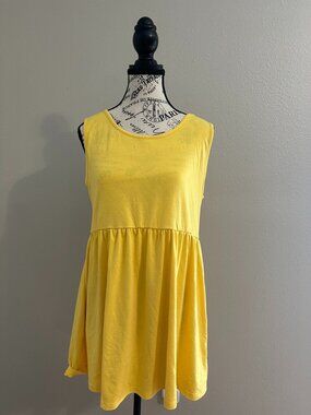 Fitglam Maternity Tank Top Women’s XL Yellow Flowy Babydoll NWOT